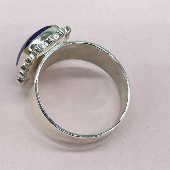 Jay King Sterling Silver Lapis Ring Cushion Cut Lattice Design Size 9.5 Signed - Picture 7 of 10
